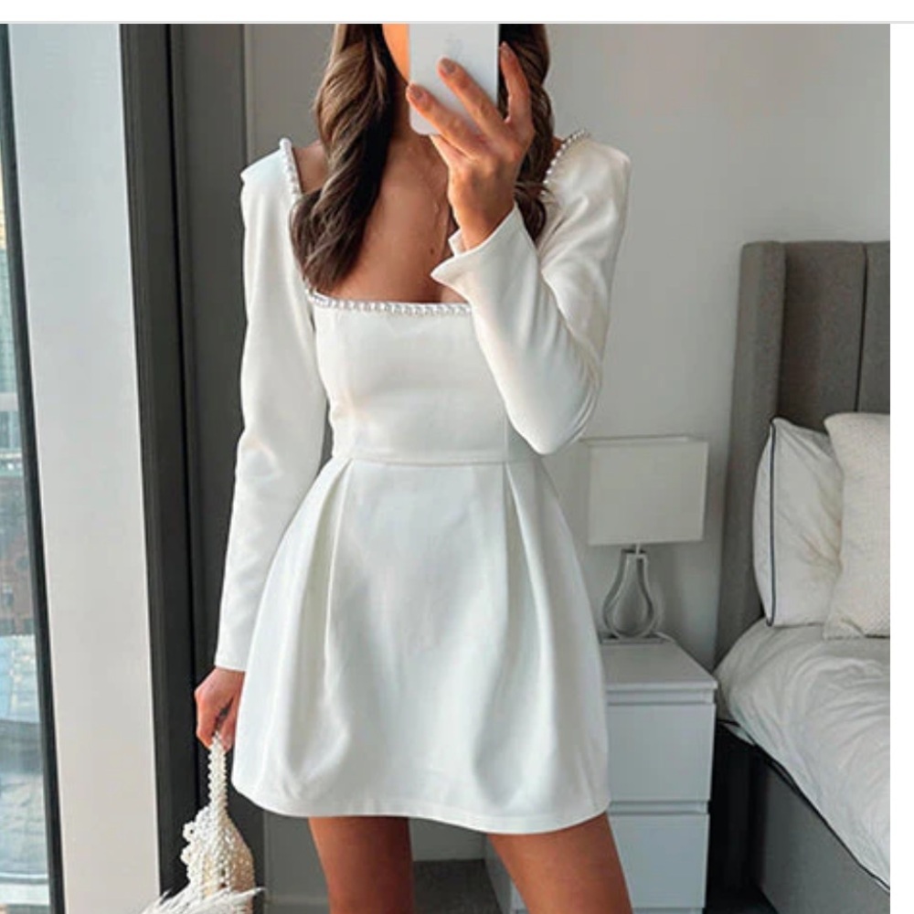 Pearl white engagement dress